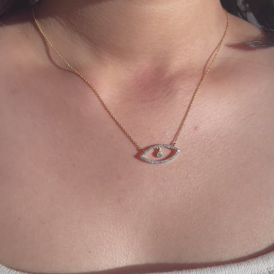 0.5 TCW Round Moissanite Evil Eye Necklace