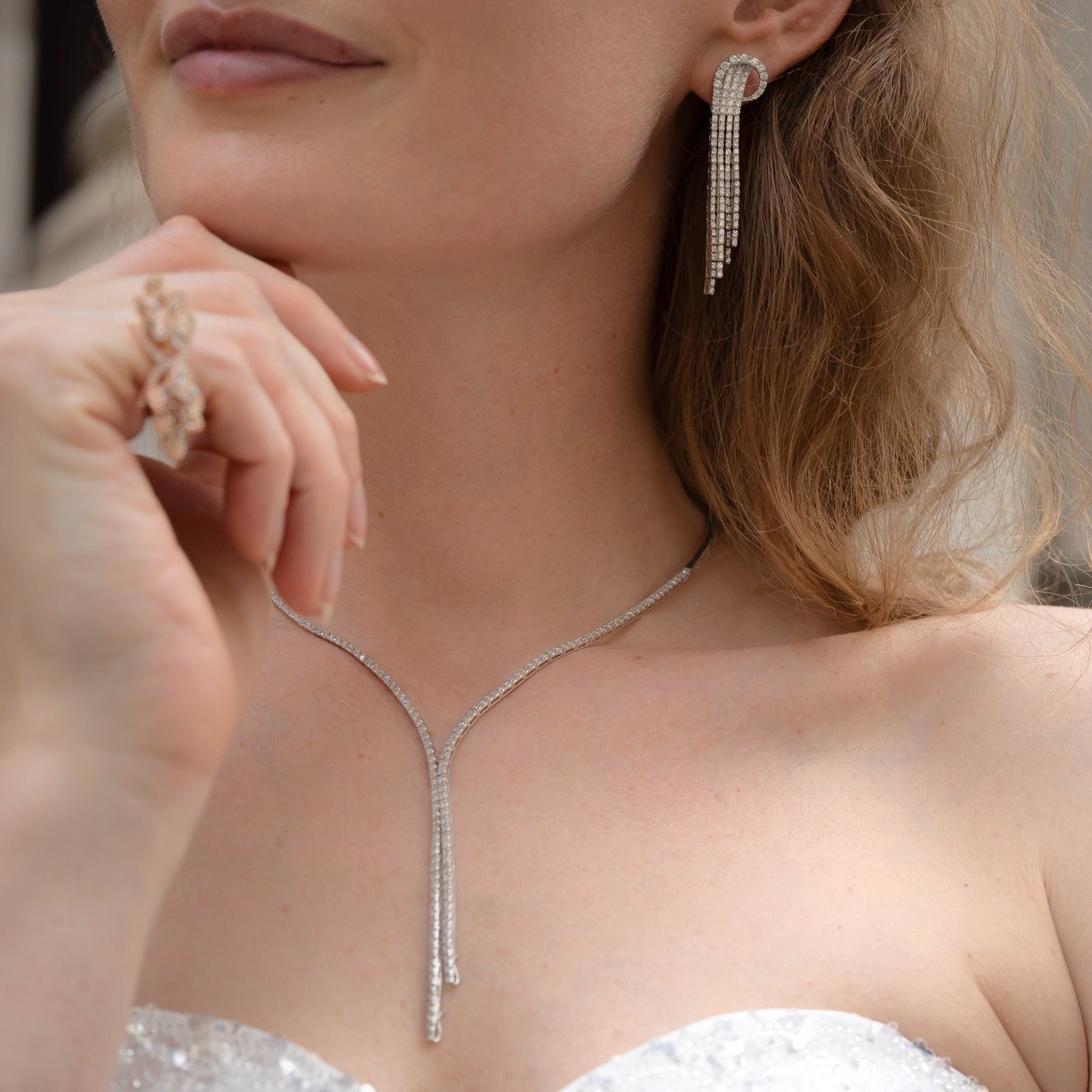5 TCW Round Moissanite Ballroom Necklace