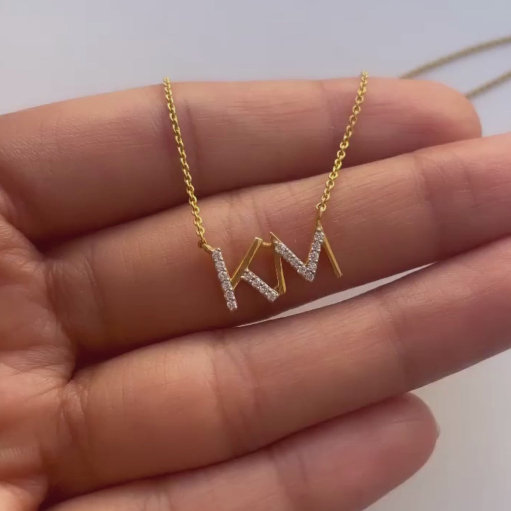 0.5 TCW Round Moissanite 2 Letters Necklace