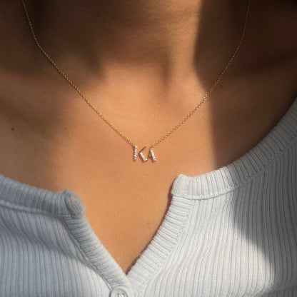 0.5 TCW Round Moissanite 2 Letters Necklace