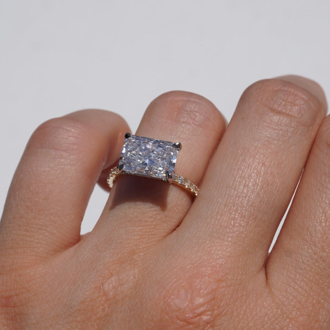 4.06 CT Radiant Pave Moissanite Engagement Ring