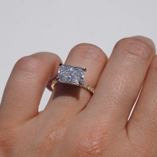 4.06 CT Radiant Pave Moissanite Engagement Ring