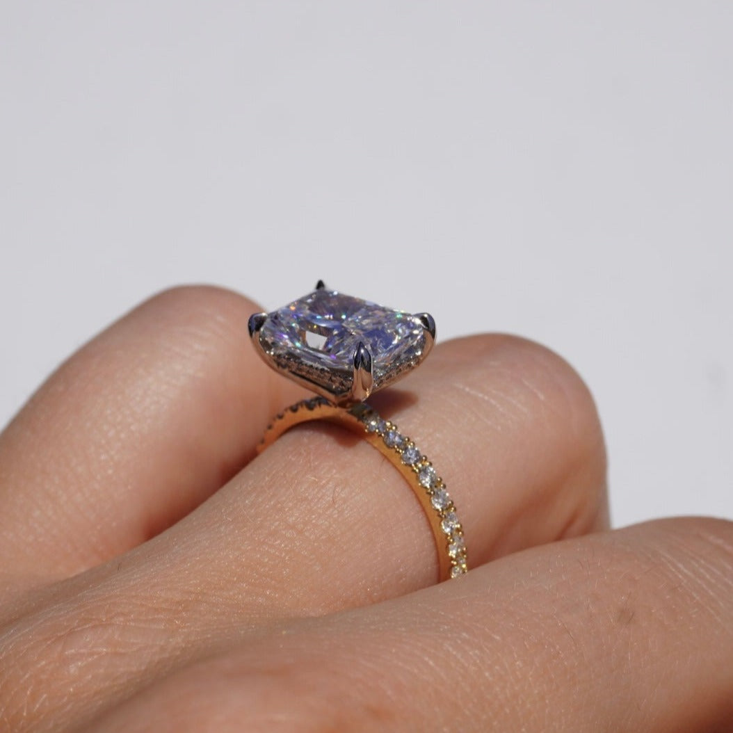 4.06 CT Radiant Pave Moissanite Engagement Ring