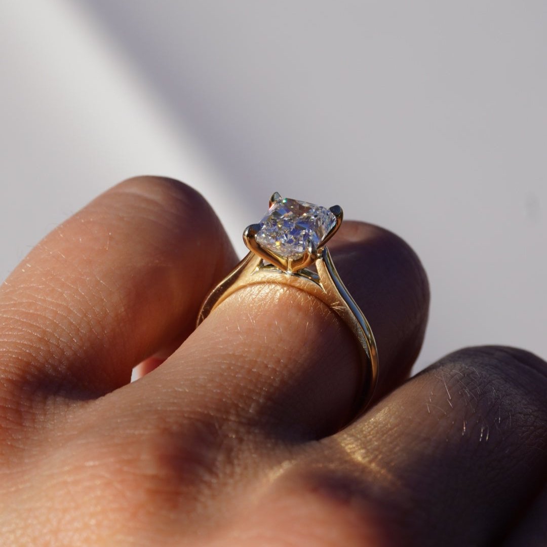 2.6 CT Radiant Solitaire Moissanite Engagement Ring