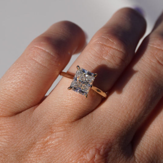 2.6 CT Radiant Solitaire Moissanite Engagement Ring