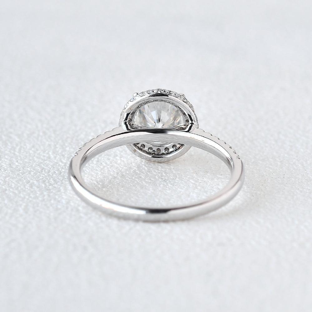 1 CT Round Pave & Halo Moissanite Engagement Ring