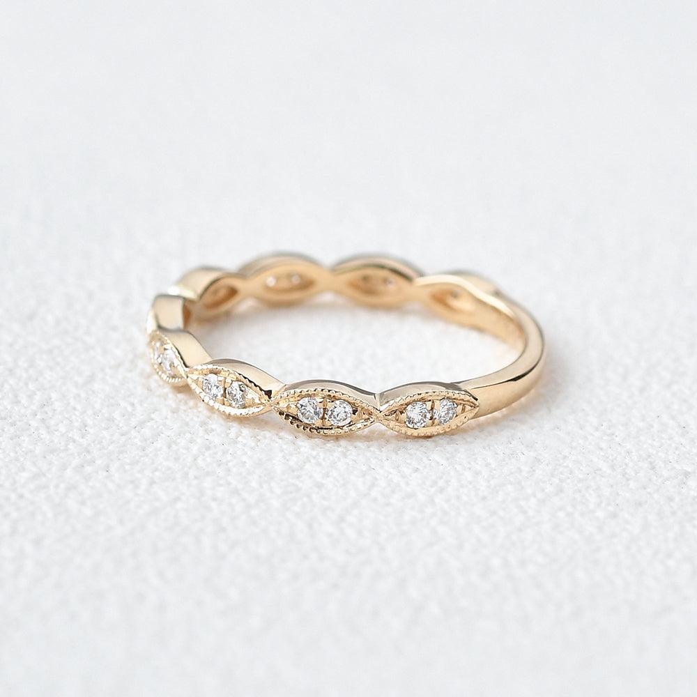 0.16 TCW Round Milgrain Moissanite Wedding Band