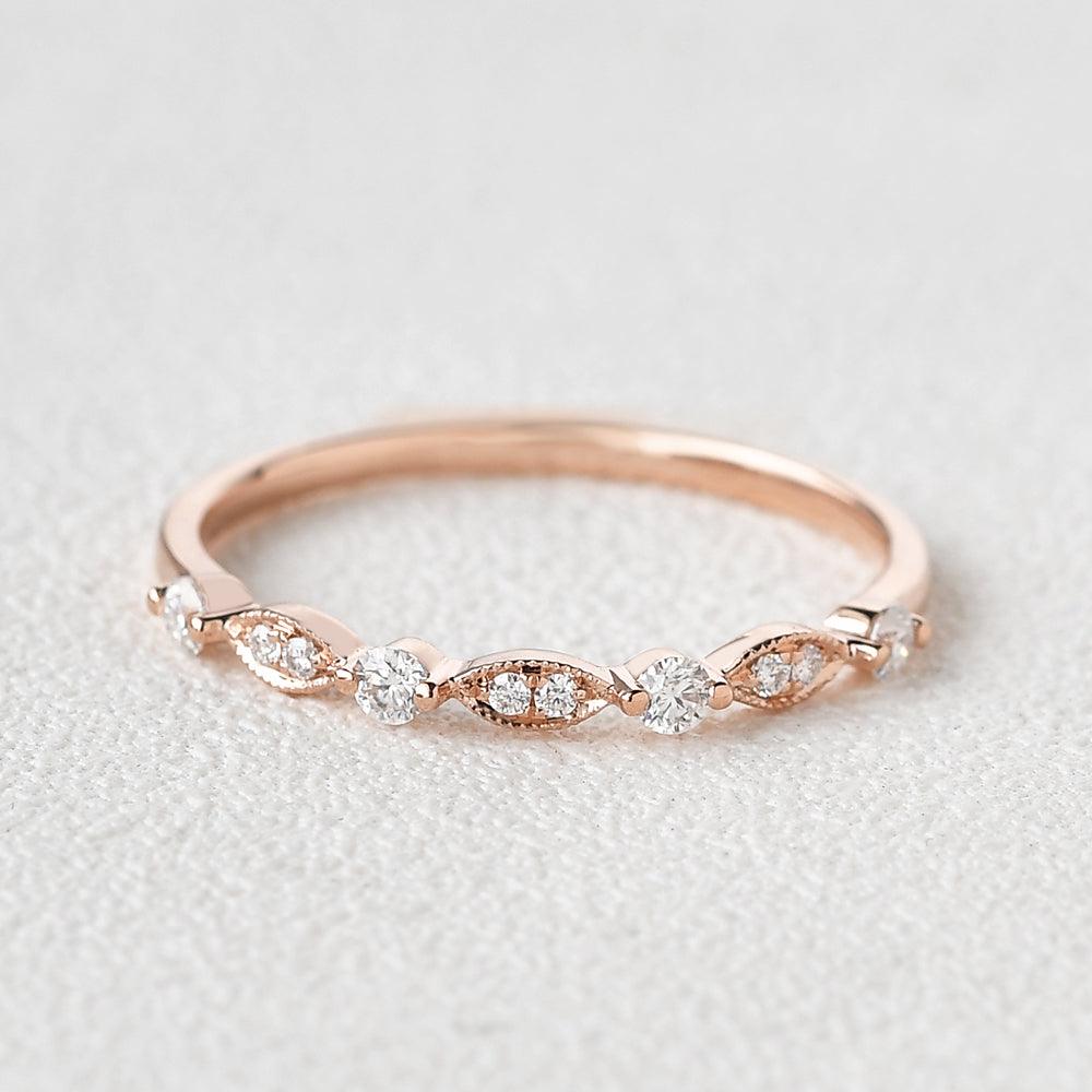 0.12 TCW Round Milgrain Moissanite Wedding Band