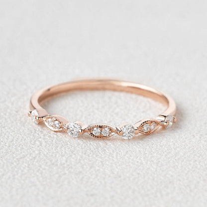 0.12 TCW Round Milgrain Moissanite Wedding Band