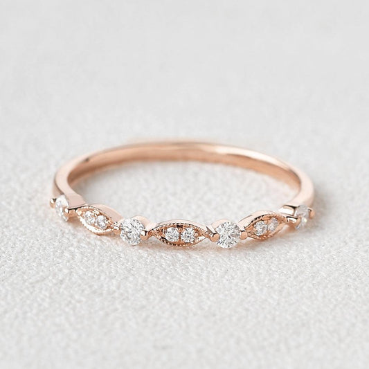 0.12 TCW Round Milgrain Moissanite Wedding Band