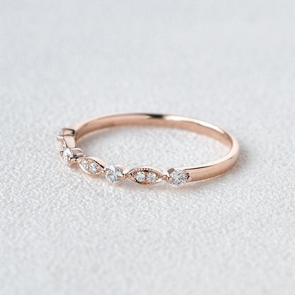 0.12 TCW Round Milgrain Moissanite Wedding Band