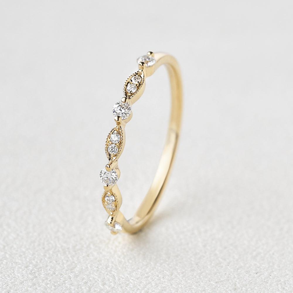 0.12 TCW Round Milgrain Moissanite Wedding Band