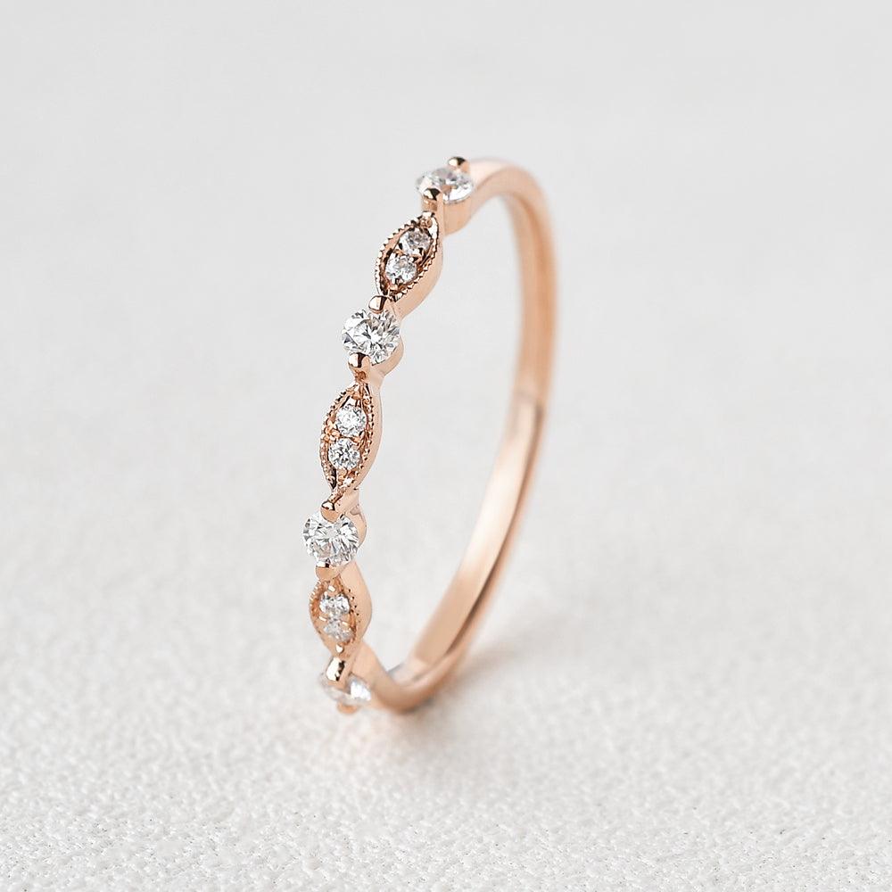 0.12 TCW Round Milgrain Moissanite Wedding Band