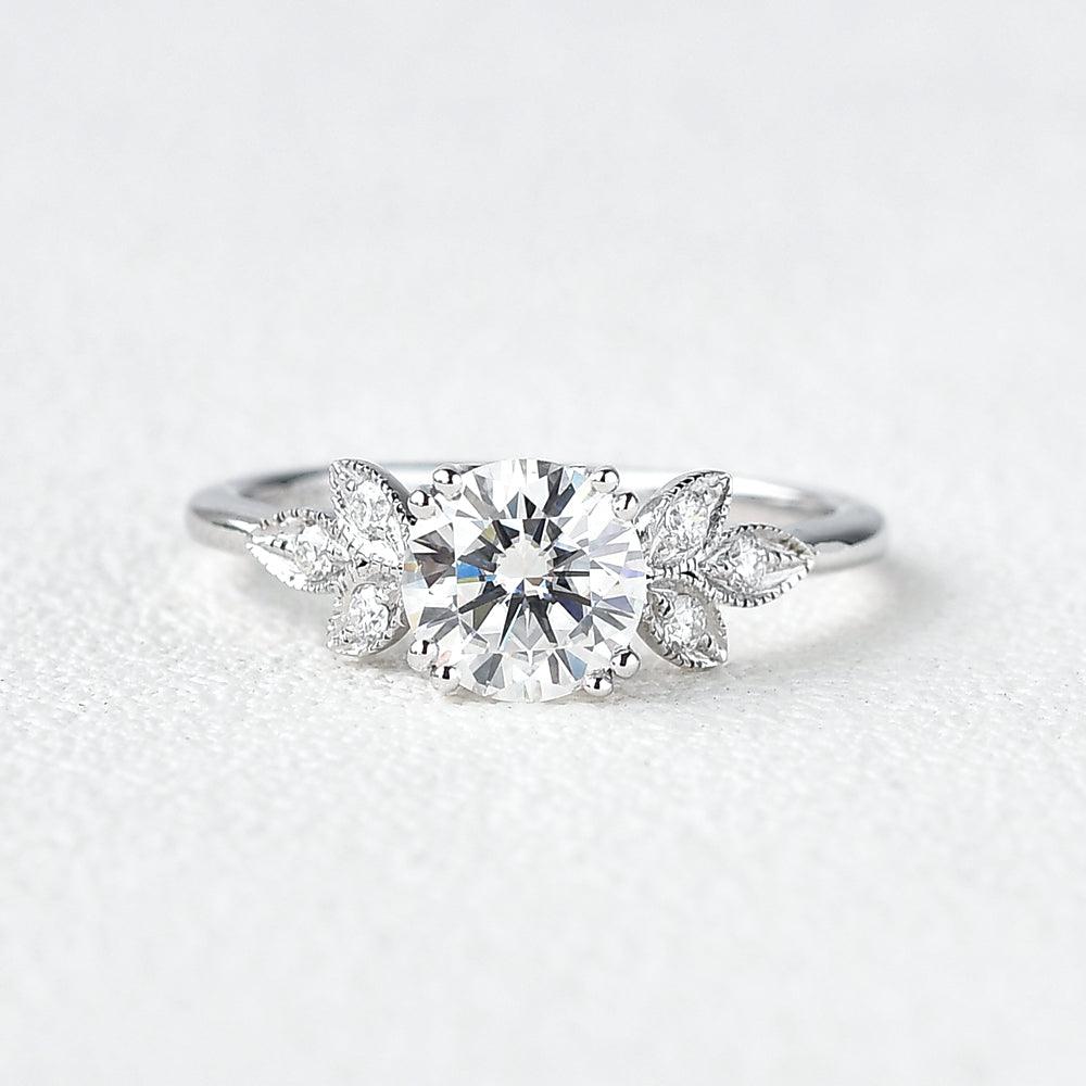 1 CT Round Cluster Moissanite Engagement Ring