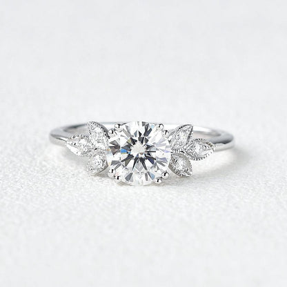 1 CT Round Cluster Moissanite Engagement Ring