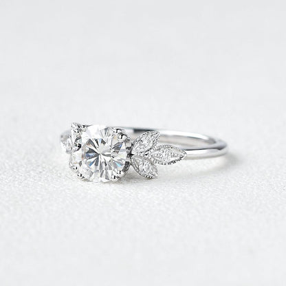 1 CT Round Cluster Moissanite Engagement Ring