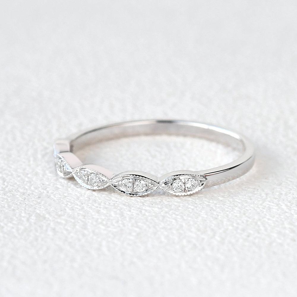 0.14 TCW Round Milgrain Moissanite Wedding Band