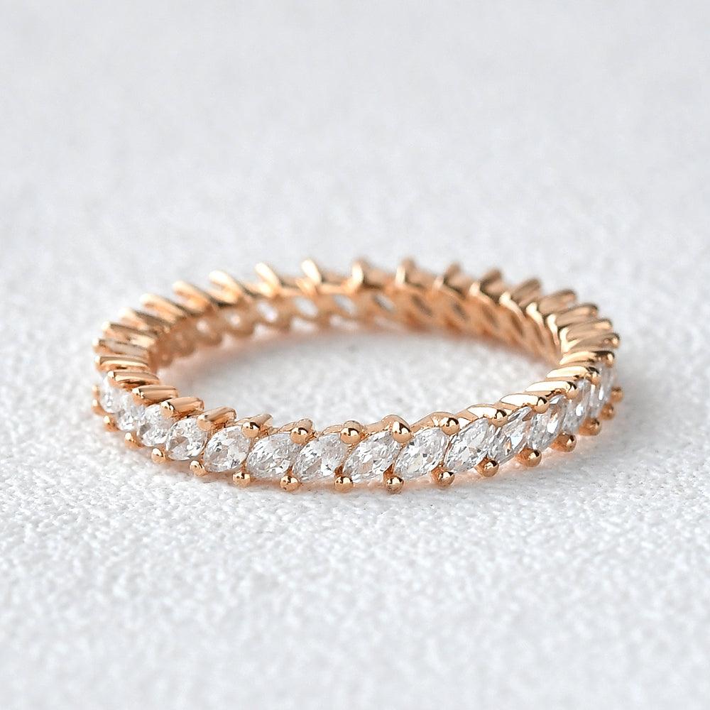 0.96 TCW Marquise Full Eternity Moissanite Wedding Band