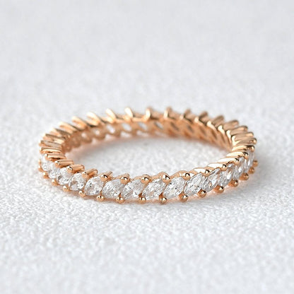 0.96 TCW Marquise Full Eternity Moissanite Wedding Band