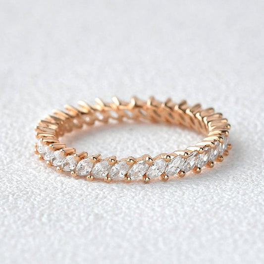 0.96 TCW Marquise Full Eternity Moissanite Wedding Band