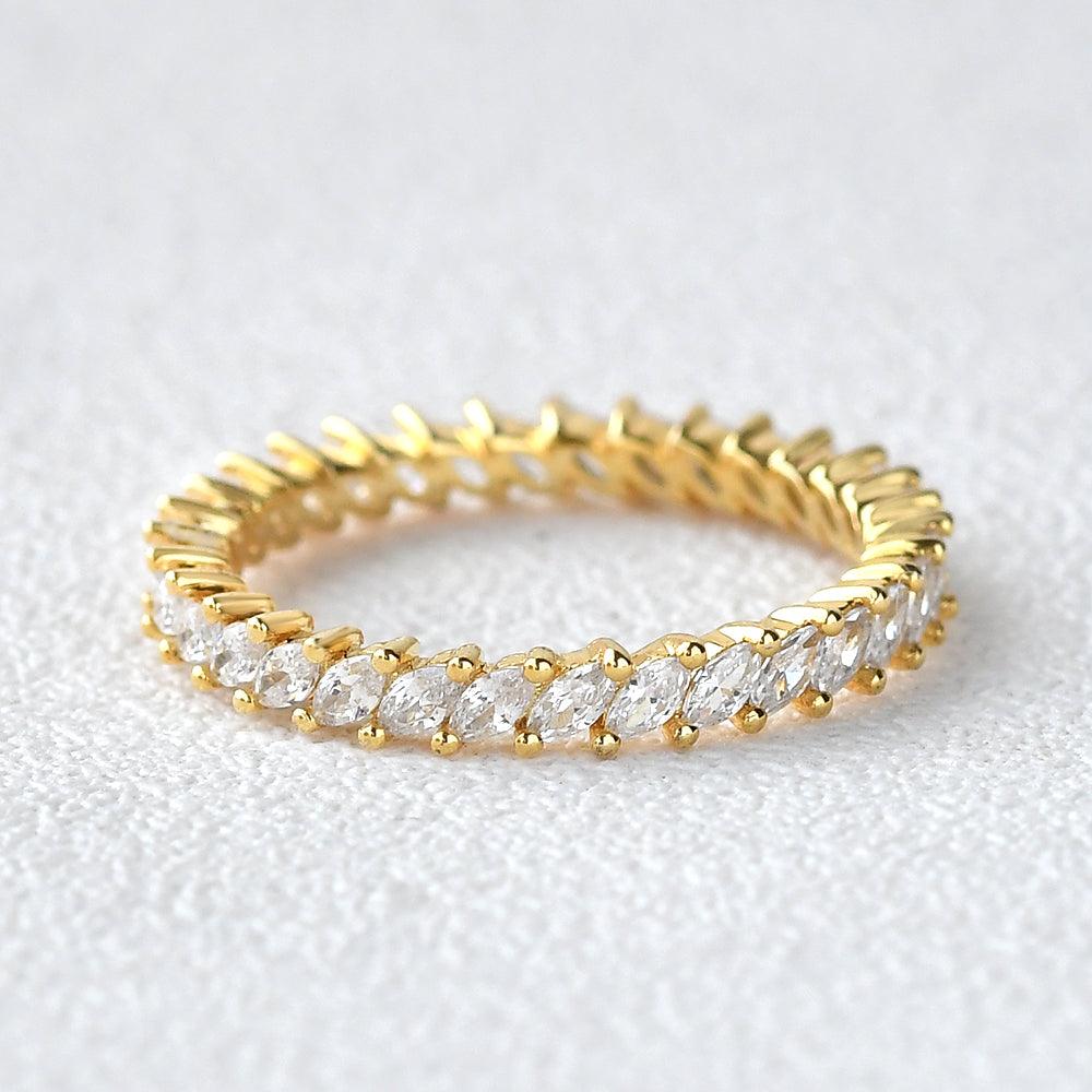0.96 TCW Marquise Full Eternity Moissanite Wedding Band
