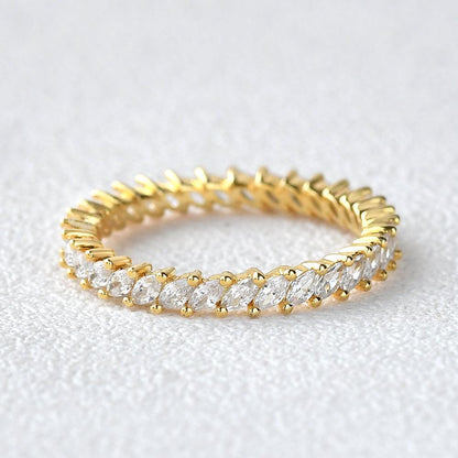 0.96 TCW Marquise Full Eternity Moissanite Wedding Band
