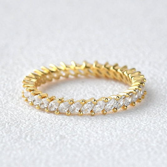 0.96 TCW Marquise Full Eternity Moissanite Wedding Band