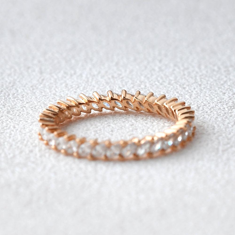 0.96 TCW Marquise Full Eternity Moissanite Wedding Band