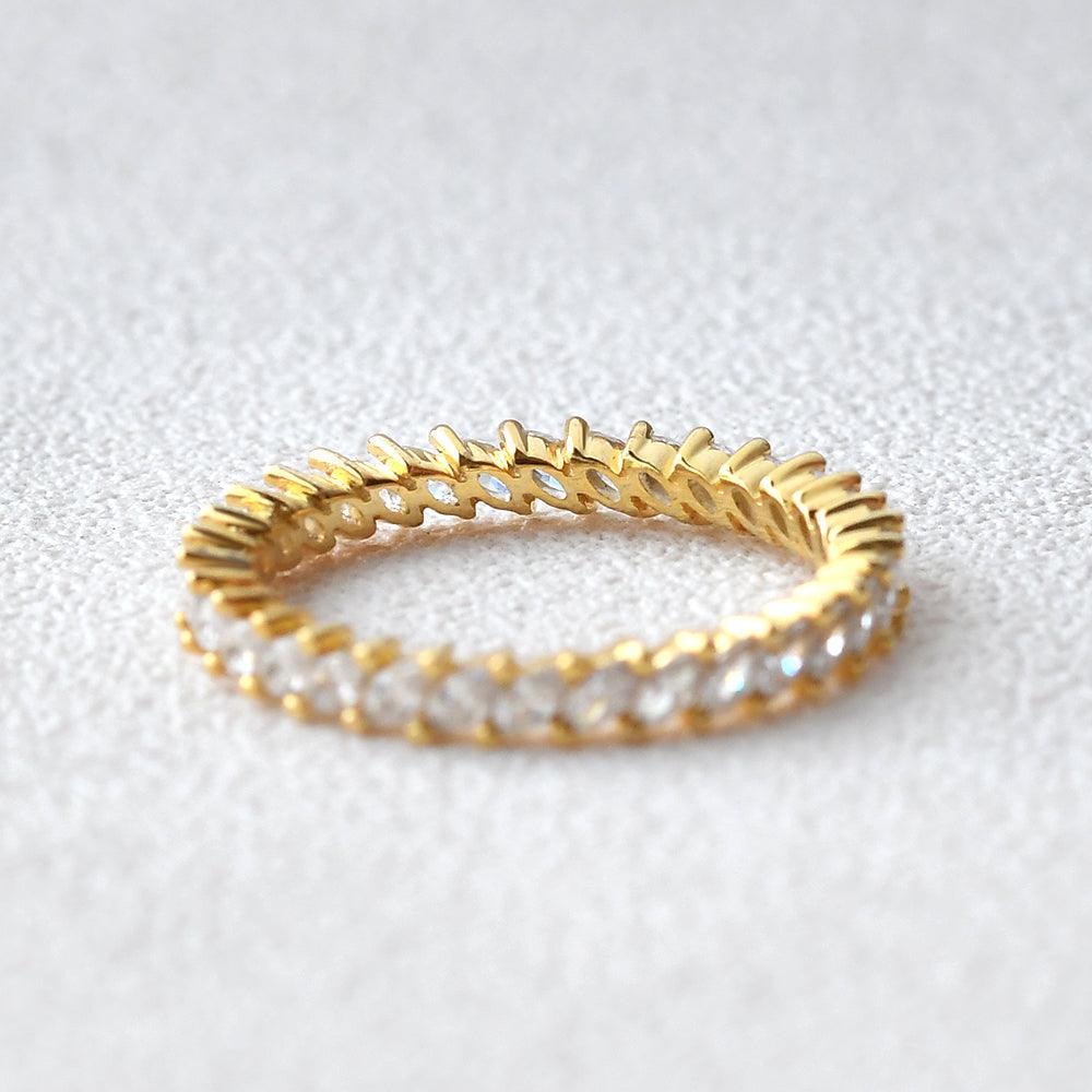 0.96 TCW Marquise Full Eternity Moissanite Wedding Band