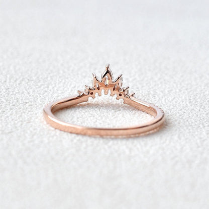0.36 TCW Marquise & Round Curved Moissanite Wedding Band