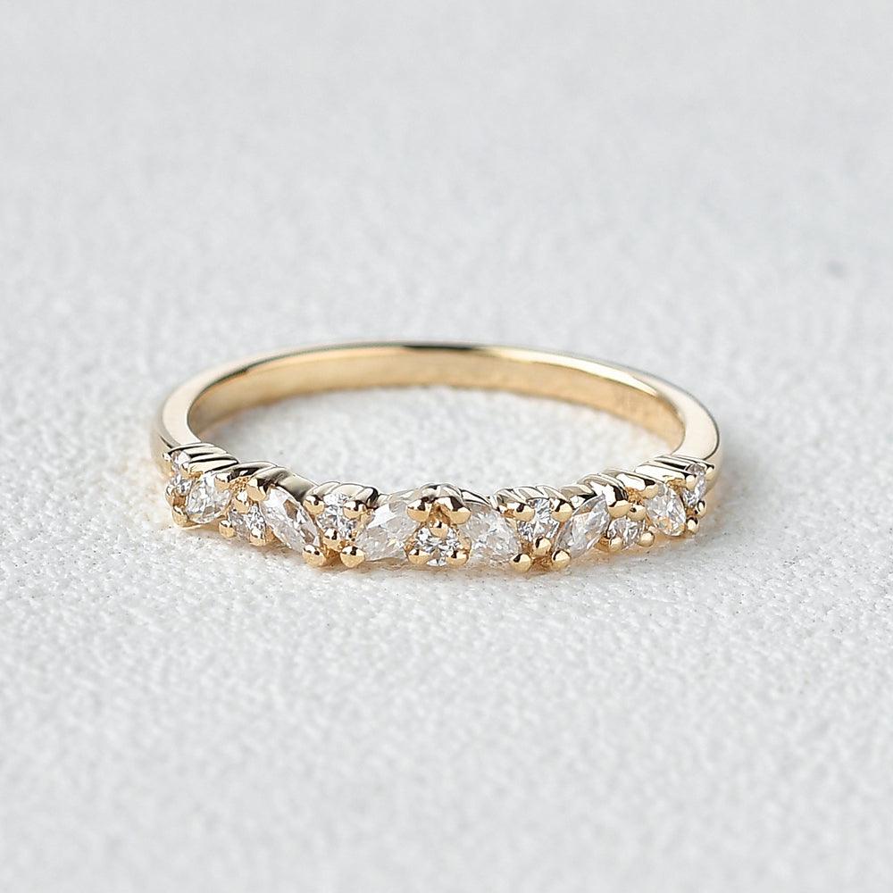 0.26 TCW Marquise & Round Half Eternity Moissanite Wedding Band