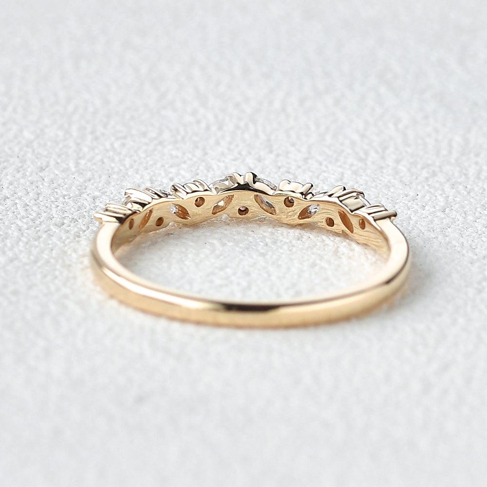 0.26 TCW Marquise & Round Half Eternity Moissanite Wedding Band