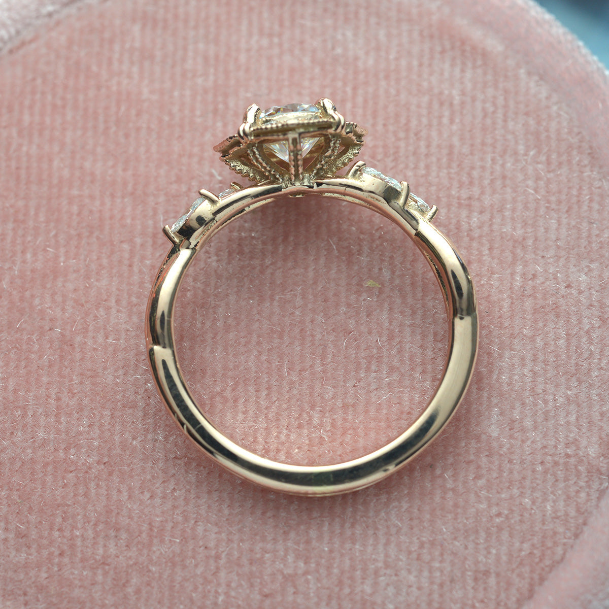 1 CT Round Halo & Pave Moissanite Engagement Ring