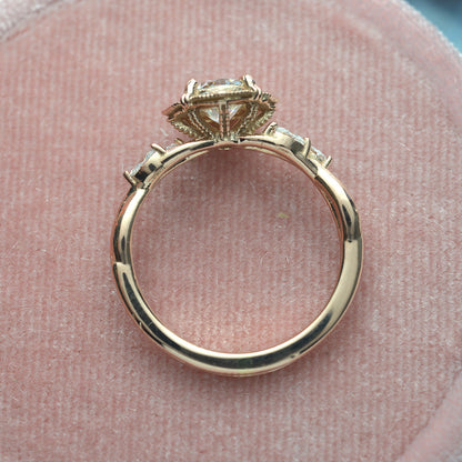 1 CT Round Halo & Pave Moissanite Engagement Ring