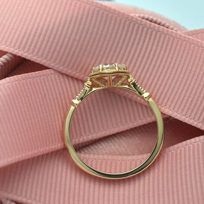0.55 CT Round Halo & Pave Moissanite Engagement Ring