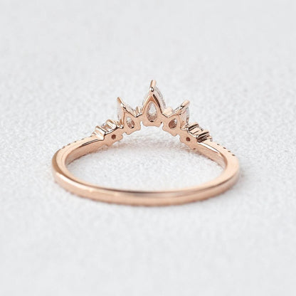 0.2 TCW Marquise & Round Curved Moissanite Wedding Band