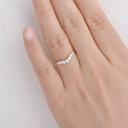 0.22 TCW Round Curved Moissanite Wedding Band