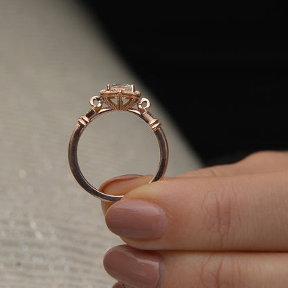 1.33 CT Oval Vintage Halo & Pave Moissanite Engagement Ring