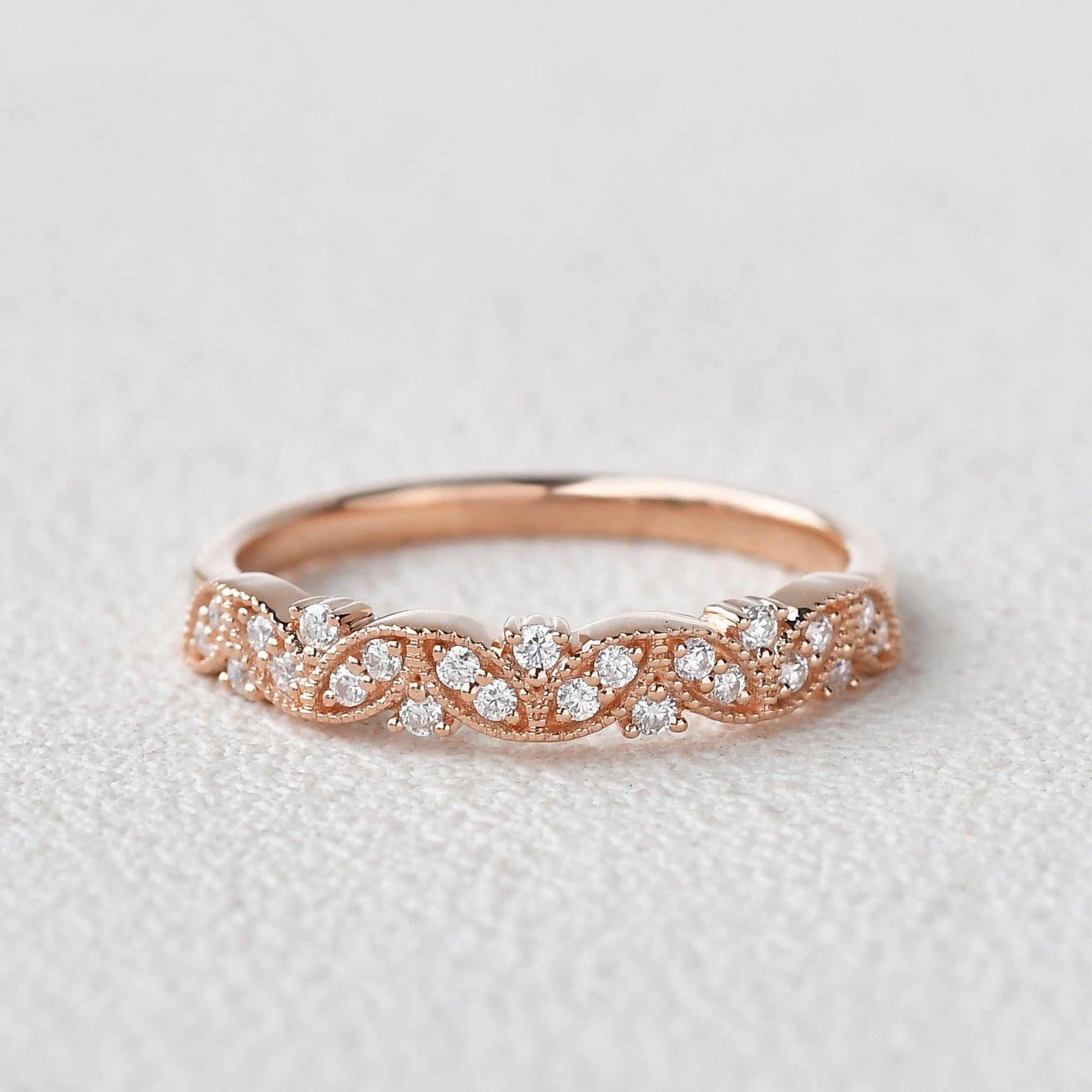0.19 TCW Round Milgrain Moissanite Wedding Band
