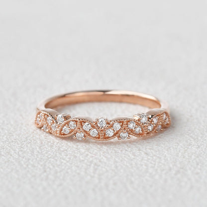 0.19 TCW Round Milgrain Moissanite Wedding Band