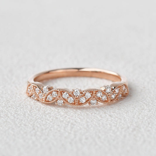 0.19 TCW Round Milgrain Moissanite Wedding Band