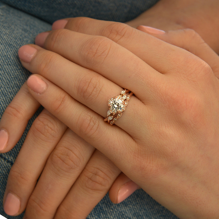 1 CT Round Halo & Pave Moissanite Engagement Ring