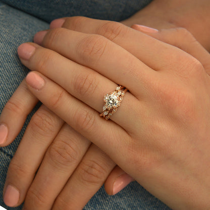 1 CT Round Halo & Pave Moissanite Engagement Ring