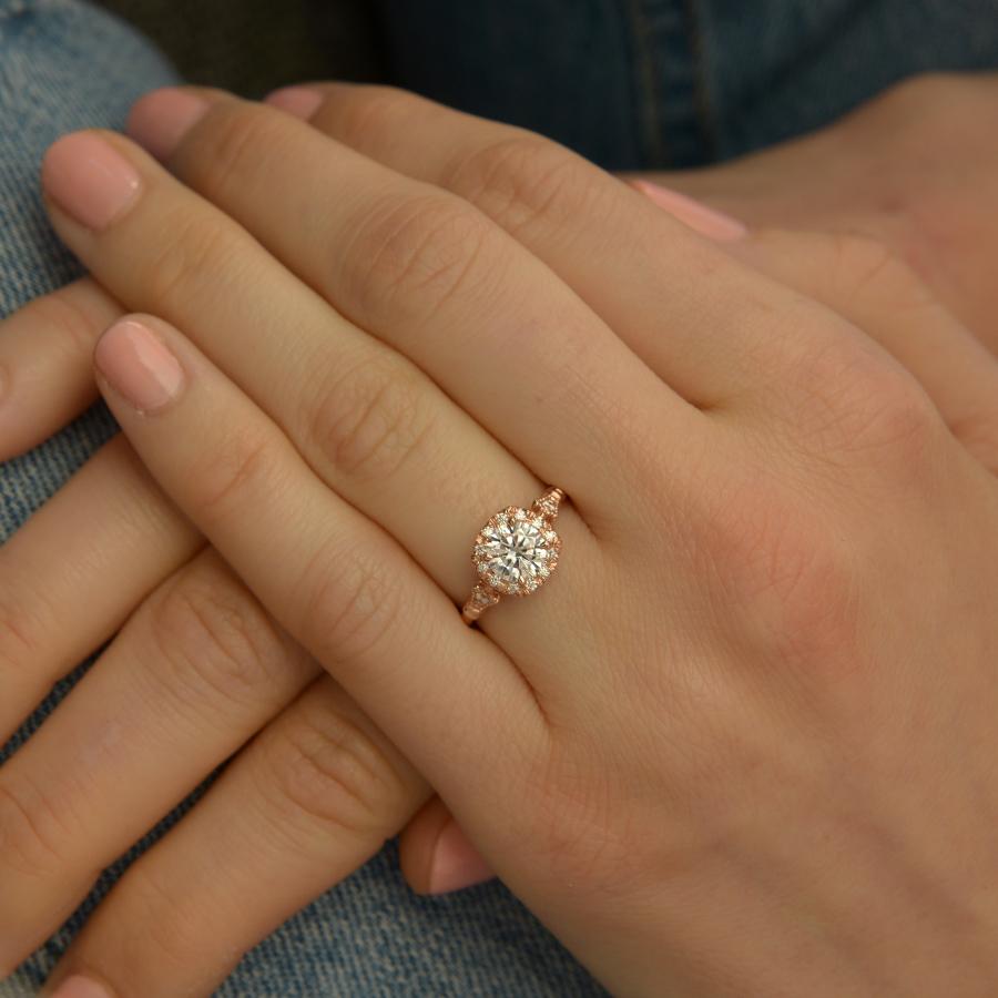 1.10 CT Round Vintage Halo & Pave Moissanite Engagement Ring