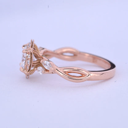 1 CT Round Halo & Pave Moissanite Engagement Ring