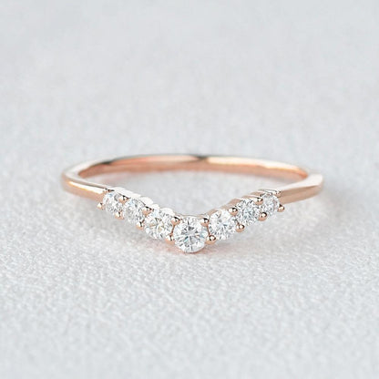 0.22 TCW Round Curved Moissanite Wedding Band