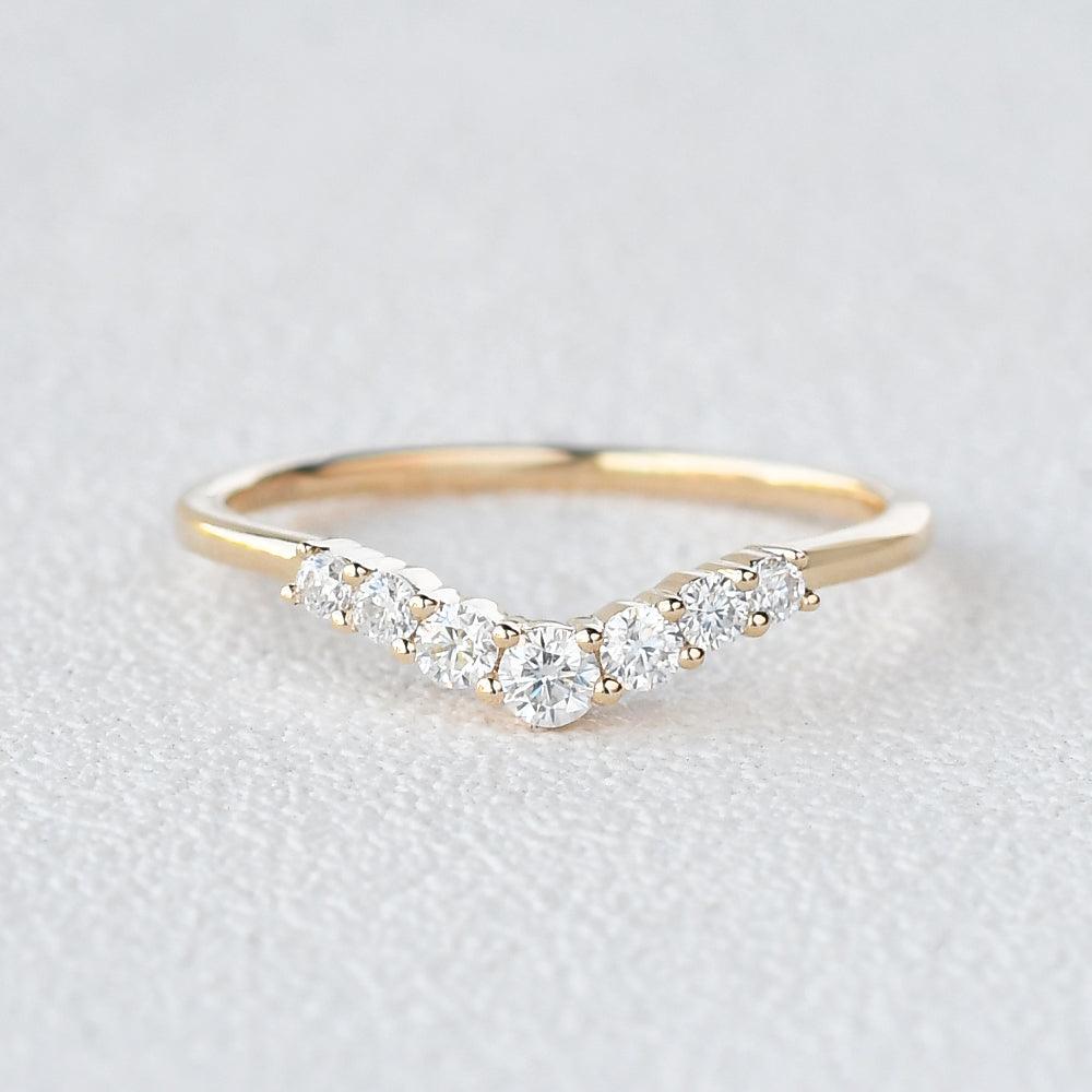0.22 TCW Round Curved Moissanite Wedding Band