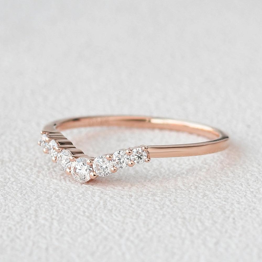 0.22 TCW Round Curved Moissanite Wedding Band