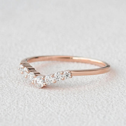 0.22 TCW Round Curved Moissanite Wedding Band