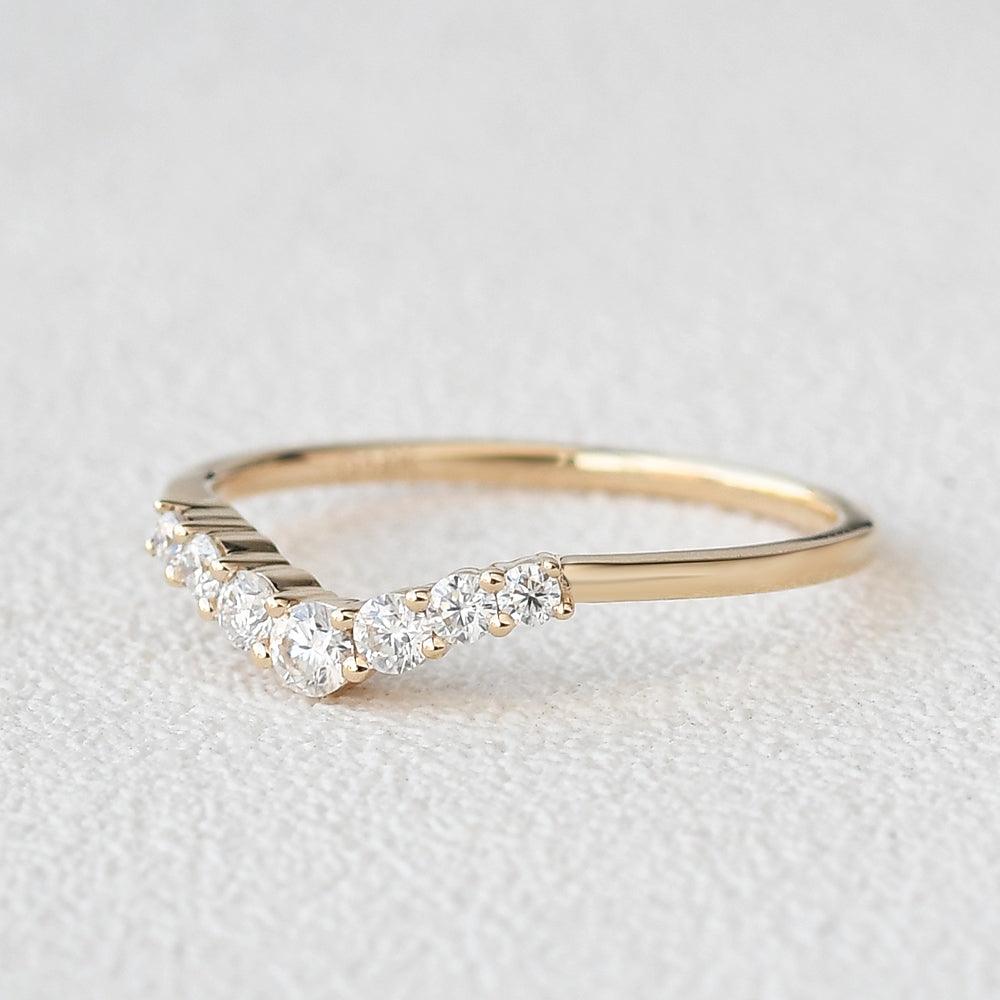 0.22 TCW Round Curved Moissanite Wedding Band